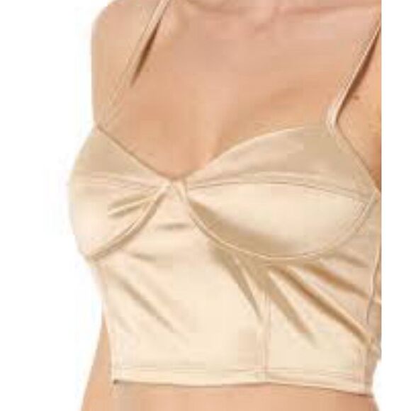 NWT Free People Casino Royal underwire satin top in latte gold color  Size L - Picture 4 of 10